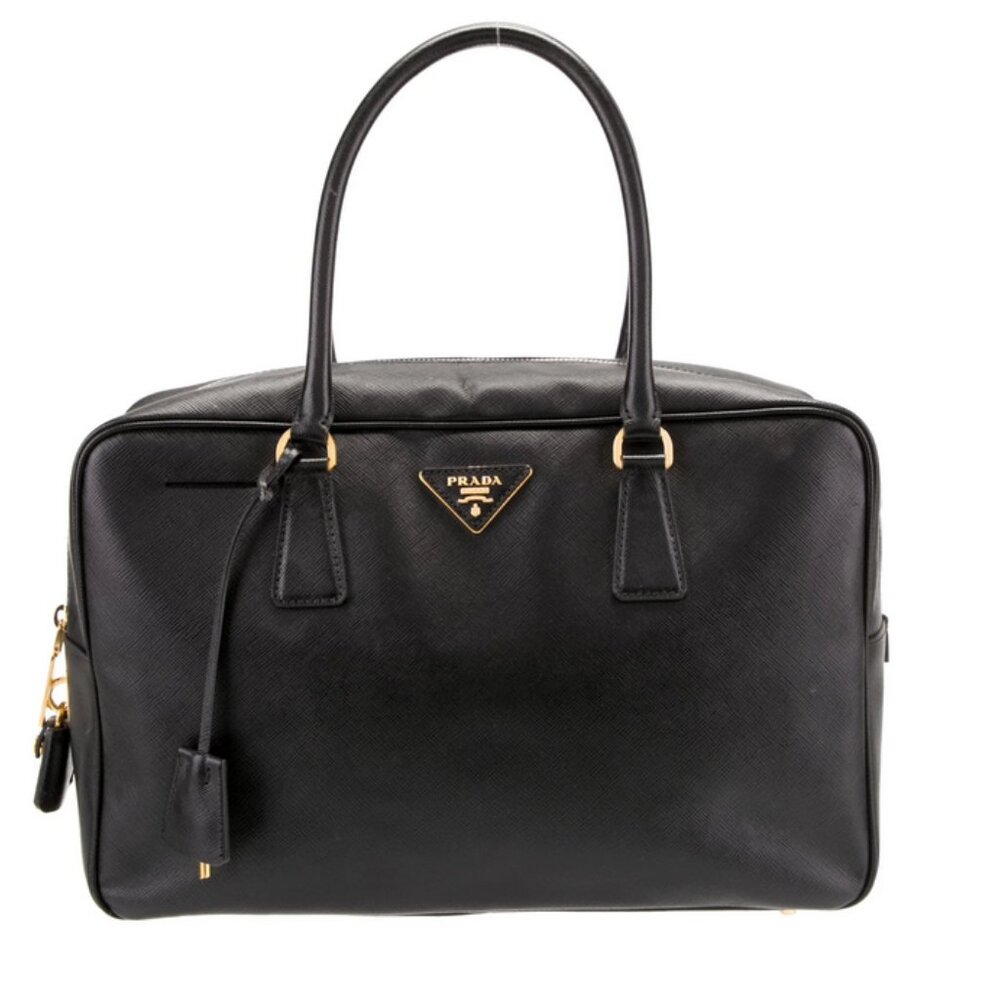 Authentic Prada Saffiano Bauletto Bag Black